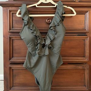 Michael Kira One Piece Green Swimsuit